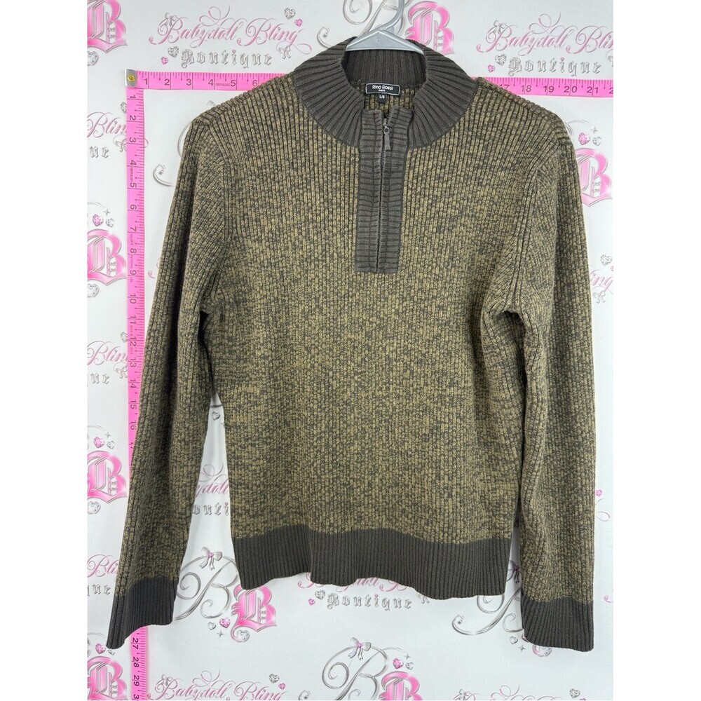 Rino Rossi knit sweater collared Olive Half-Zip Ribbed Sweater